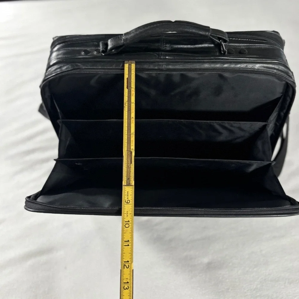 Dell Laptop Briefcase‎ Bag Mens Large Black Excellent Leather Multi-Compartment